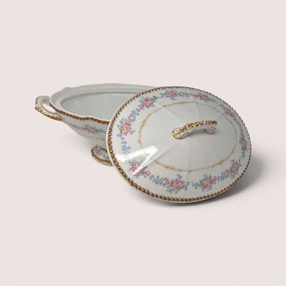 Antique Higgins And Seiter Limoges Covered Vegetable Bowl